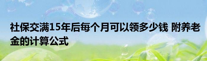 养老保险交15年后每月拿多少钱如何计算-养老保险交15年后每月拿多少钱计算器