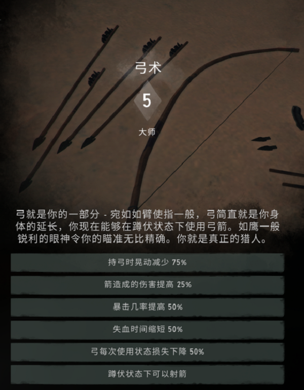 漫漫长夜5级弓术有什么效果