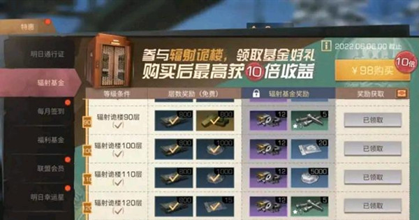 明日之后辐射基金多少钱？2022辐射基金奖励汇总图片1