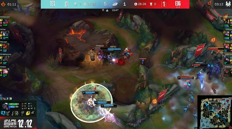 英雄联盟LPL：TES击败EDG，第三局抢大龙的操作，有点帅气！