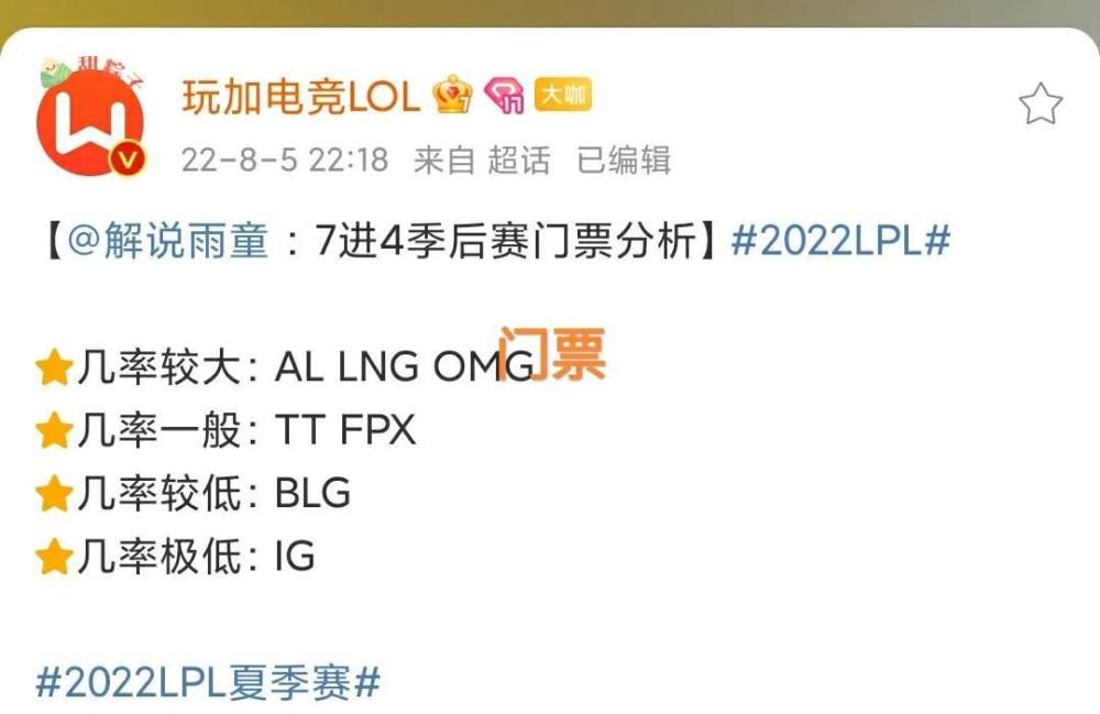 “LPL季后赛形势分析图”火了，BLG需要看脸色，OMG晋级概率最大
