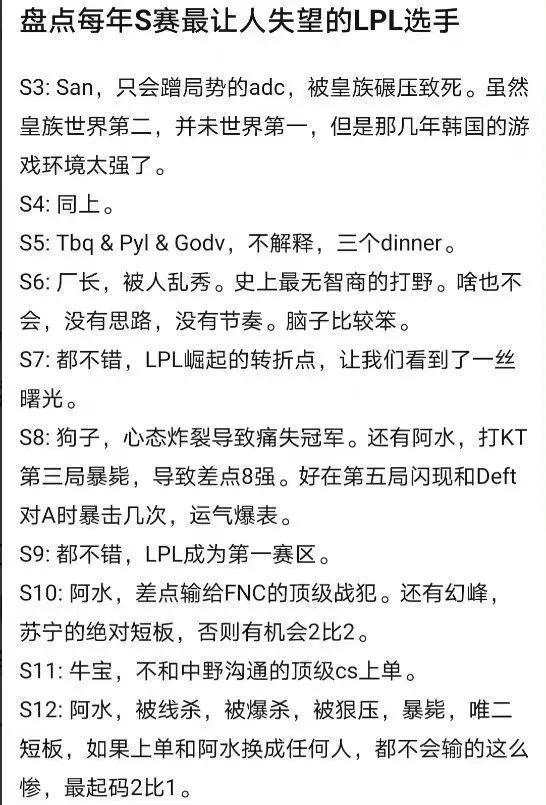 “S赛历届最失望选手图”火了，JKL三次上榜，S8的Uzi还是太遗憾